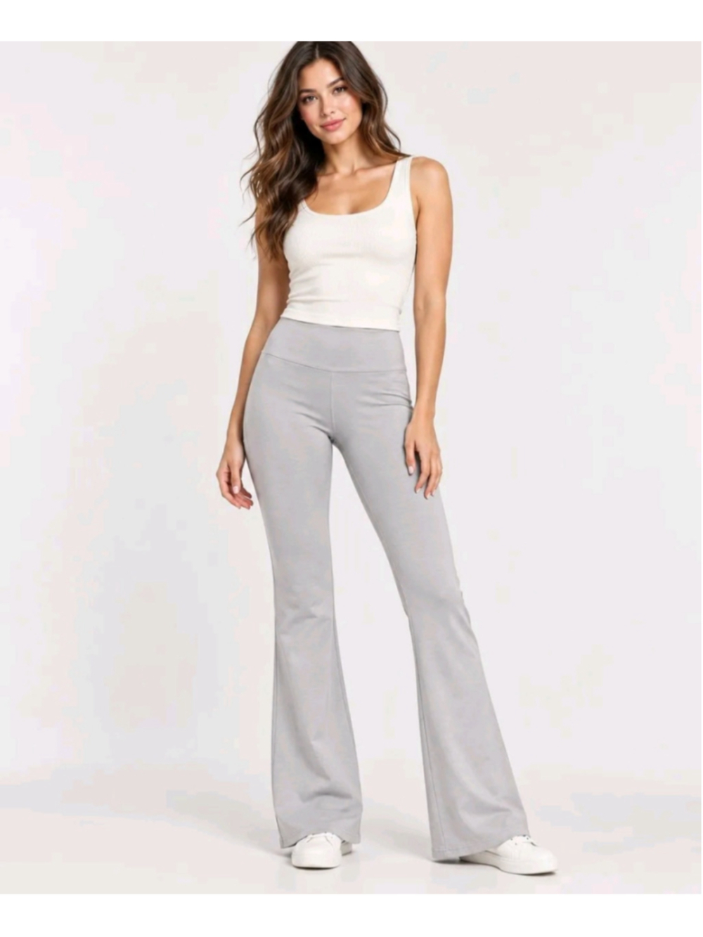 Women's Dear Scarlett Magic Flare Leg Pants Pearl Grey Plus Size 1X